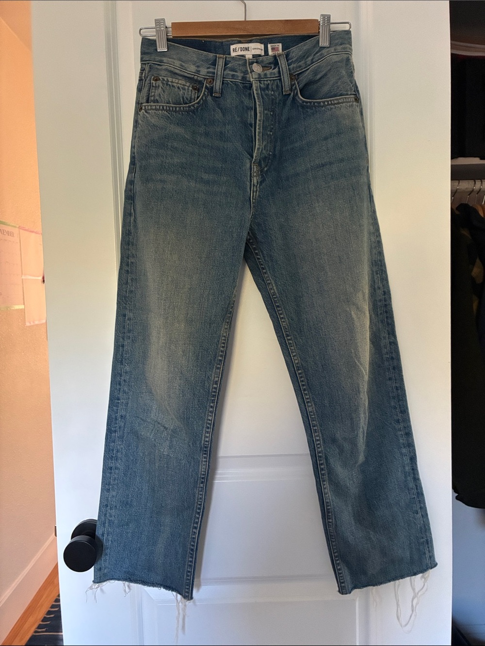 Re/Done Straight-Leg Jeans in Light Blue Wash